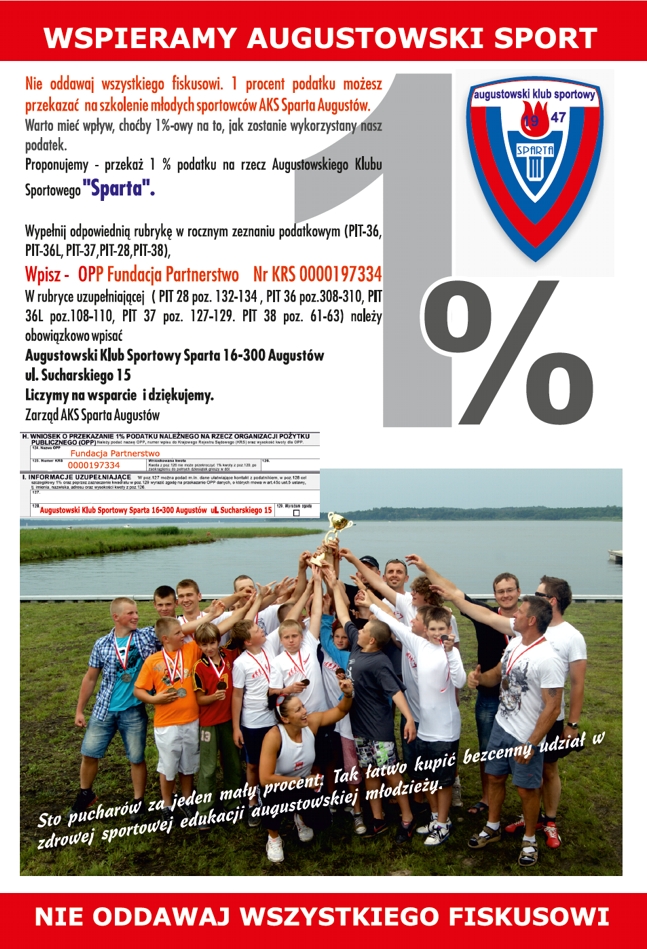Wspieramy augustowski sport. 1% podatku dla Sparta Augustów